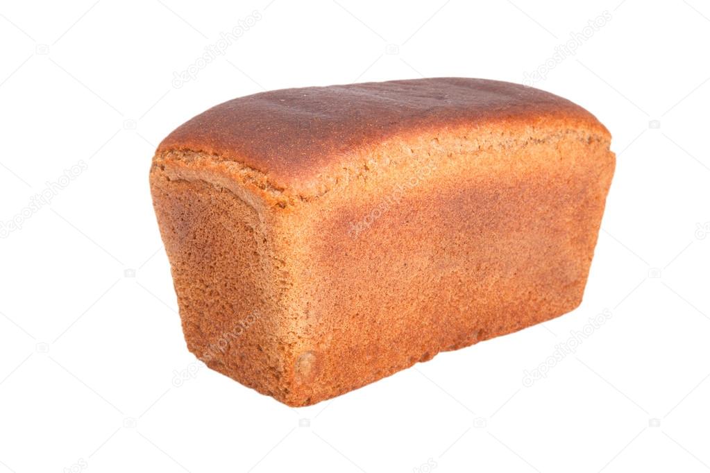 loaf of black bread isolated on white background