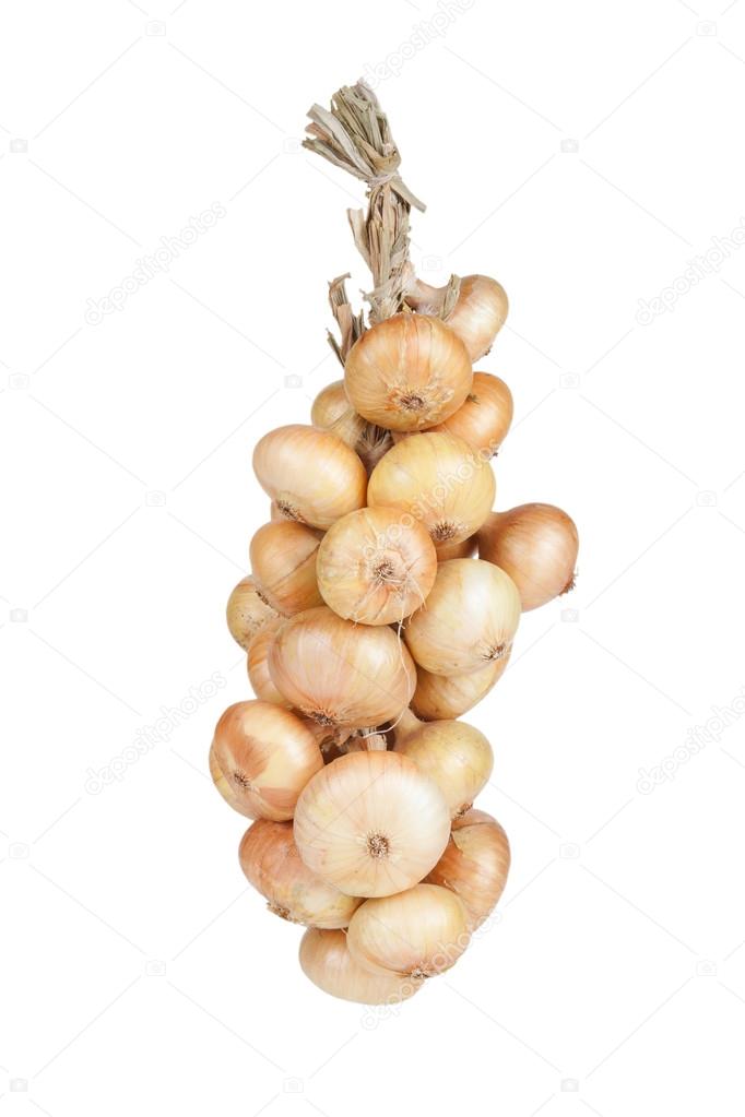 bunch of onions isolated on white background