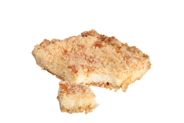 Pedazo de pastel de pan corto aislado sobre fondo blanco — Foto de Stock