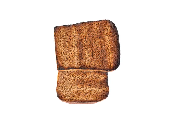Fette di pane di segale grigliate isolate su fondo bianco — Foto Stock