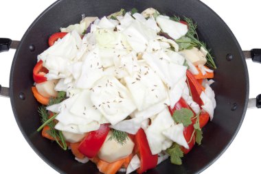 sebze ve otlar üzerinde izole beyaz arka plan pan