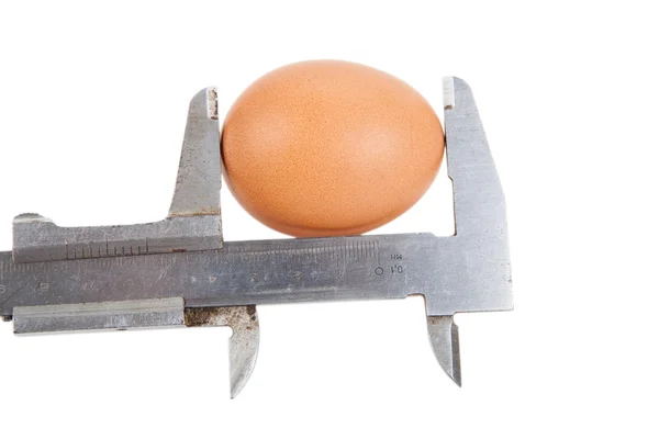 Calliper measurement of egg. Isolated on white background — Stock Photo, Image