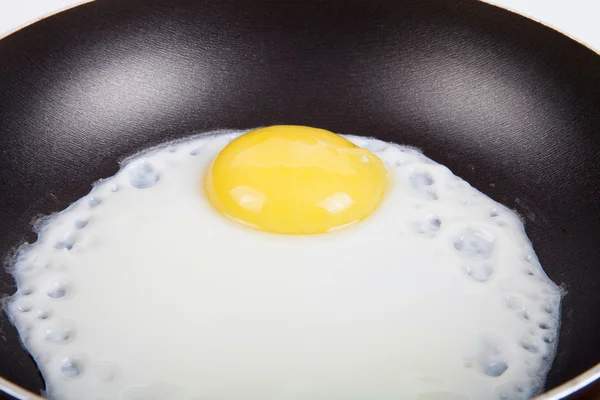 Roasted egg in a frying pan — Stock Photo, Image
