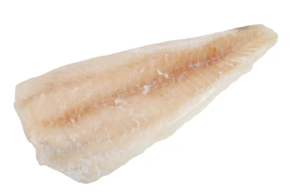 Filetes de bacalao congelados sin piel aislada sobre fondo blanco —  Fotos de Stock