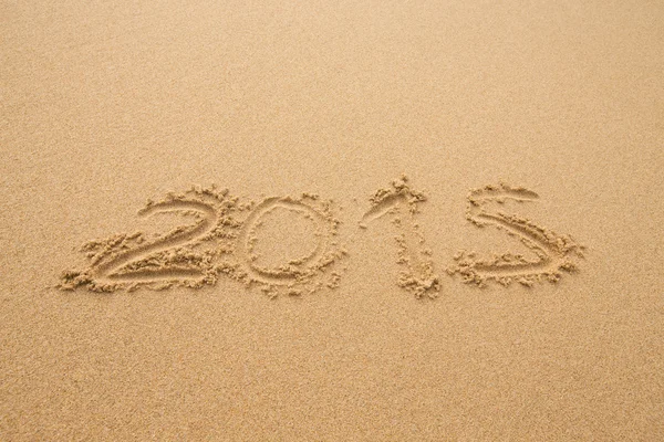 Napis na piasku - "2015" — Zdjęcie stockowe