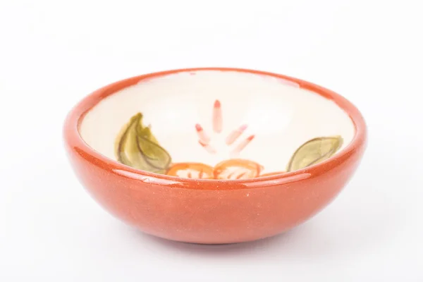 Small bowl of traditional Portuguese pottery on a white backgrou — Stock Photo, Image