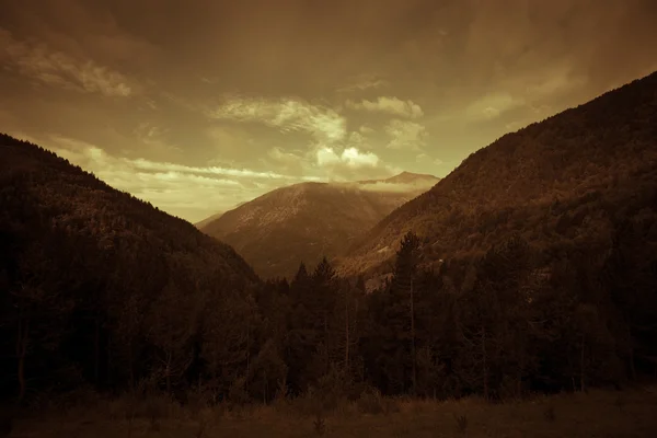 Valli boschive tra le montagne. andorra — Foto Stock