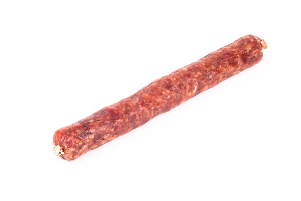 salami on a white background