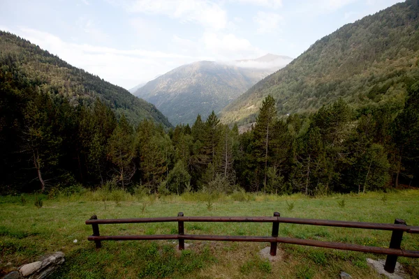 Zalesionych dolin między górami. Andora — Zdjęcie stockowe