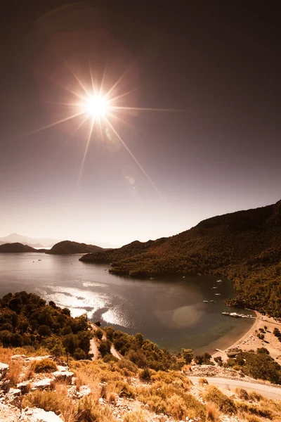 The morning sun shining on the bay. Turkey. tinted — Stock Photo, Image