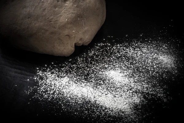 Flour and dough for pie. Toned — Stock Photo, Image