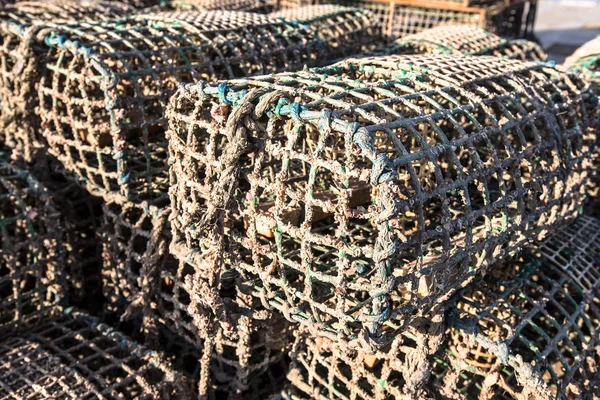 Trampas para la captura de cangrejo y langosta en el puerto — Foto de Stock