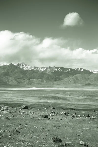 The valley at the foot of the mountains on Pamir. Spring. Tajiki — Stock Photo, Image