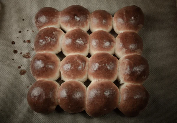 Rolos acabados de fazer, só retirados do forno — Fotografia de Stock