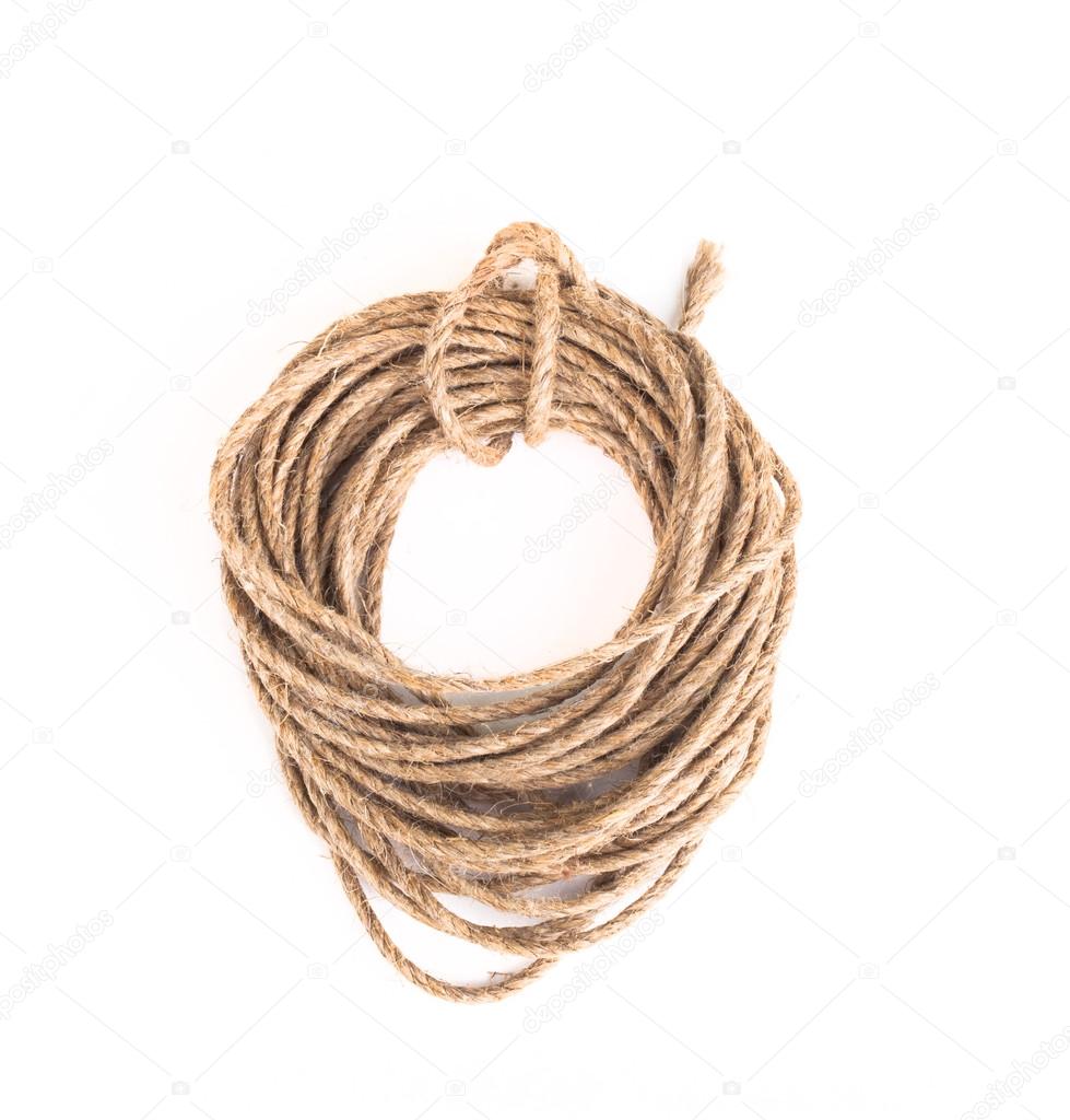 Coil of rope on a white background