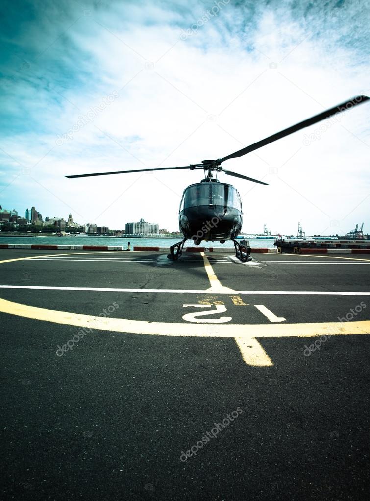 Helicopter ready for takeoff on Manhattan