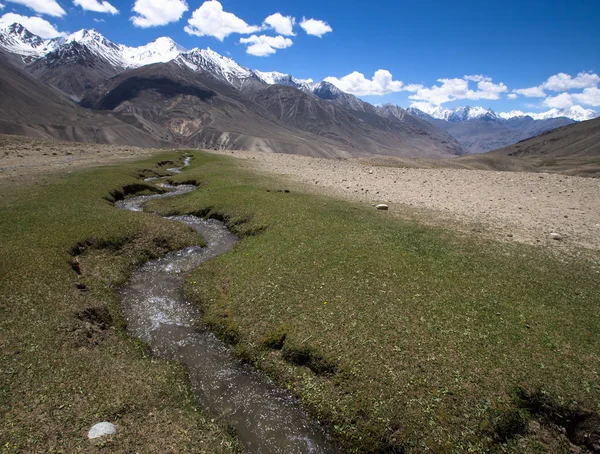 Tajiquistão. Corrente montanhosa que desce dos picos estéreis — Fotografia de Stock