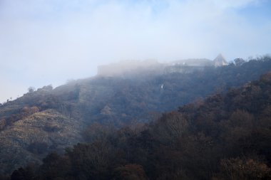 Siste ormanlık bir tepe üzerinde kale. Manzara