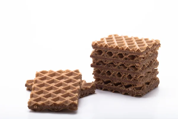 Waffels de chocolate no fundo branco — Fotografia de Stock