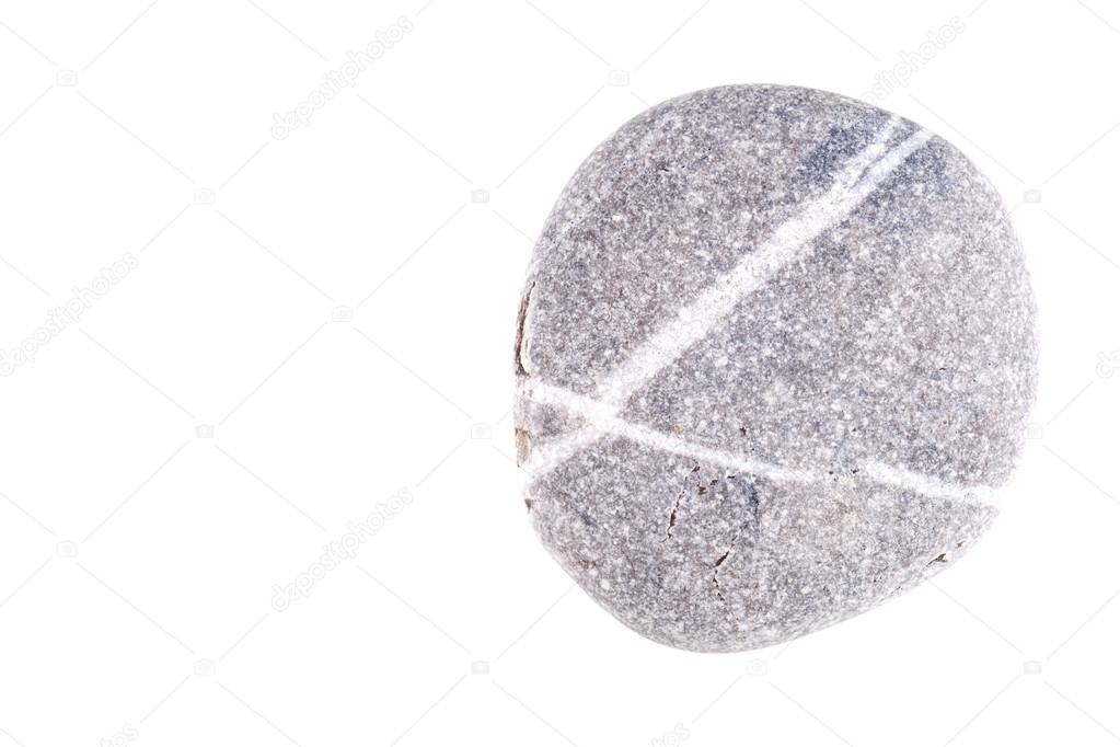 Gray round stone is isolated on a white background