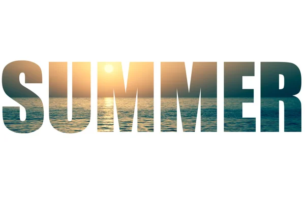 Slovo letní nad slunce nad obzorem — Stock fotografie