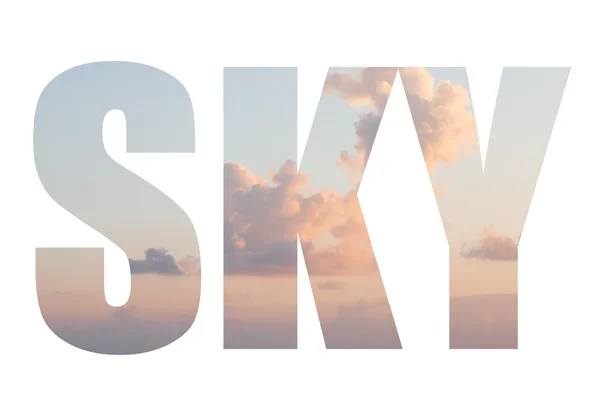 Cielo di parola sopra il paesaggio con cielo di alba con le nuvole — Foto Stock