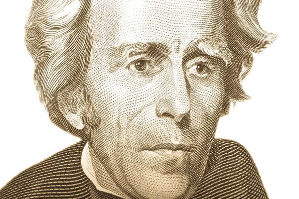 Portret byłego prezydenta USA Andrew Jackson na 20 d — Zdjęcie stockowe