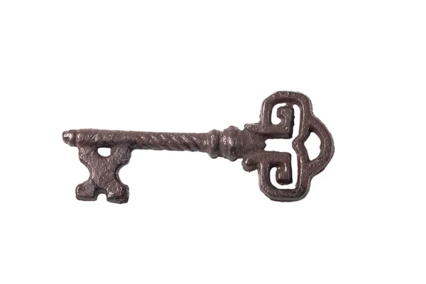 Old key iron isolated on white — Stock Photo, Image