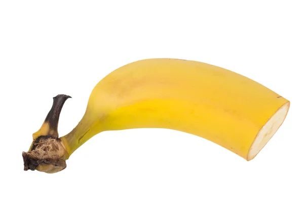 Metade da banana isolada sobre fundo branco — Fotografia de Stock