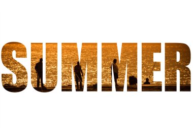 Word yaz boyunca siluetleri içinde TZB iskelede balıkçılar