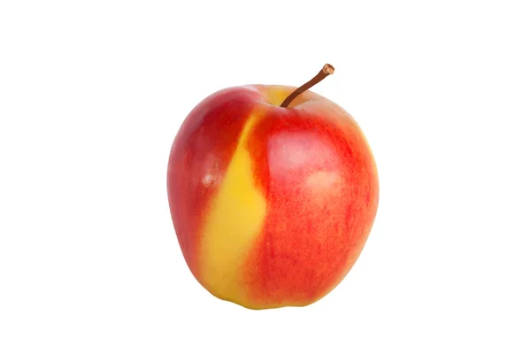 Pomme rouge avec côté jaune isolé sur fond blanc — Photo