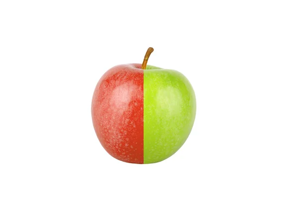 Mela verde e rossa isolata su sfondo bianco — Foto Stock
