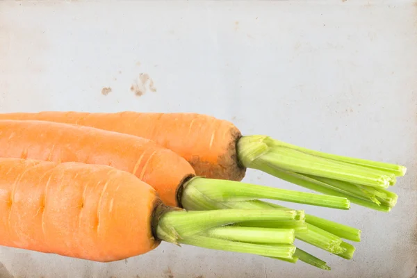 Tres zanahorias aisladas sobre papel viejo —  Fotos de Stock