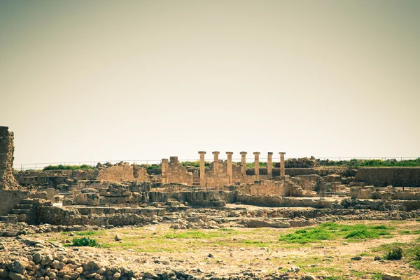 Antiguas ruinas en el Parque Arqueológico de Paphos, Chipre. Tono —  Fotos de Stock