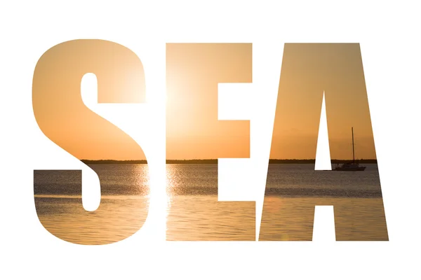 Palabra SEA sobre hermosa imagen puesta del sol en Key Largo, Florida, EE.UU. — Foto de Stock