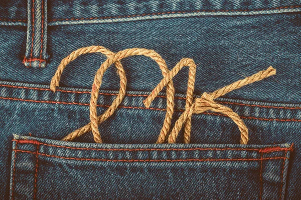 The number 2016 of rope on the background of the back of the jea — Stock Photo, Image