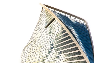 İş karmaşık Moscow City bulutta bir binanın tepesinde