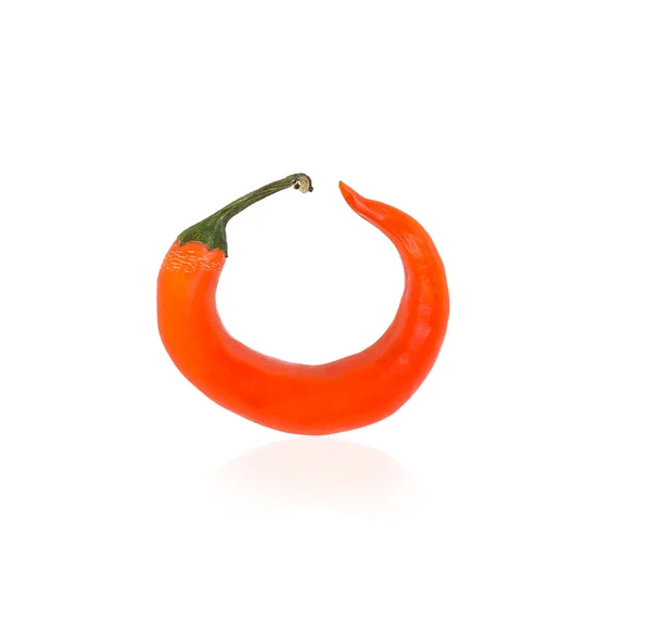 Red hot chilli pepper with shadow on white background — Stock Photo, Image