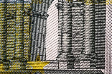 Euro para banknot makro detayını kadar kapatın. Tonda