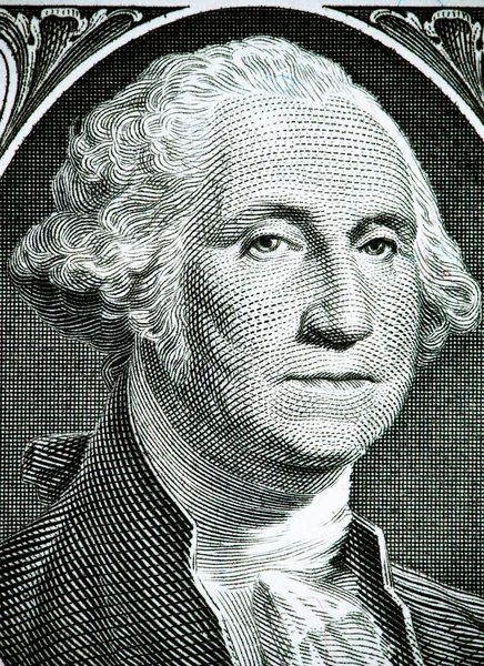 Close up to George Washington portrait on one dollar bill. Toned — Stock Photo, Image