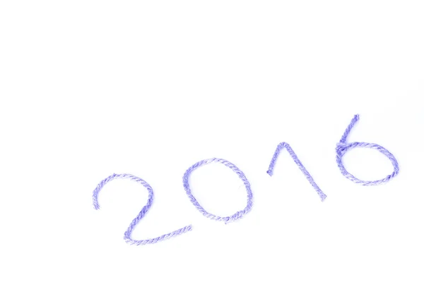 Liczba 2016 lina na białym tle. Choinka theme. — Zdjęcie stockowe