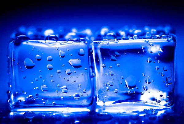 Кольорові кубики льоду на мокрому скляному столі. Вибірковий фокус. Неглибокий d — стокове фото