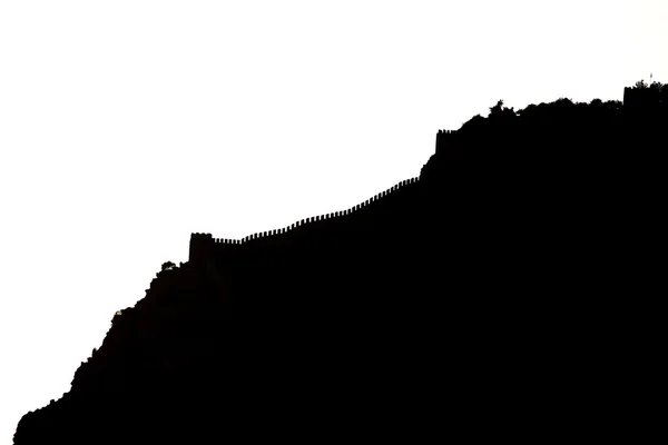 Dark silhouette of Alanya peninsula on a light background — Stock Photo, Image