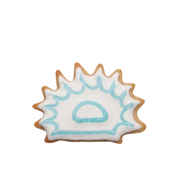 自制姜饼饼干与彩色糖霜隔离在 — 图库照片
