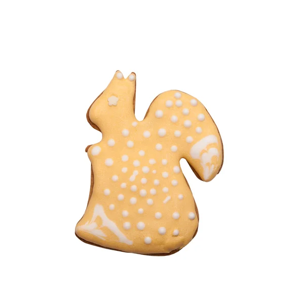 Hembakade pepparkakor cookie med färgad glasyr isolerad på en — Stockfoto