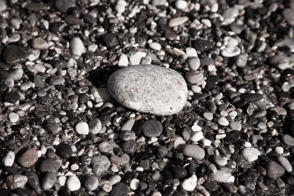 Ciottoli sulla spiaggia. Sfondo naturale. Concentrazione selettiva. Tonica — Foto Stock