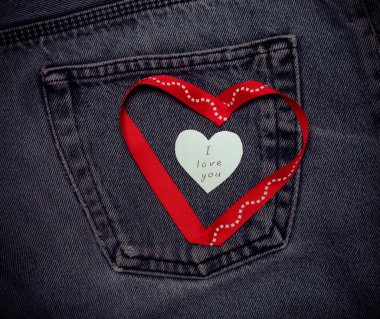 Tekstil kalpler. Romantik aşk konulu kot arka plan. Tonda