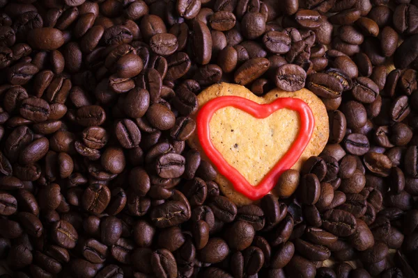 Coffee beans with cookie for background. Toned — Stock Photo, Image