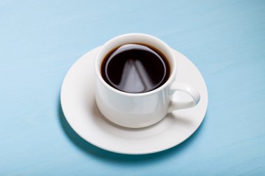 Kahve Kupası mavi ahşap tablo