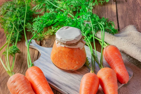 Canned Carrot Sauce Salad Garlic Horseradish Jar Fresh Vegetables